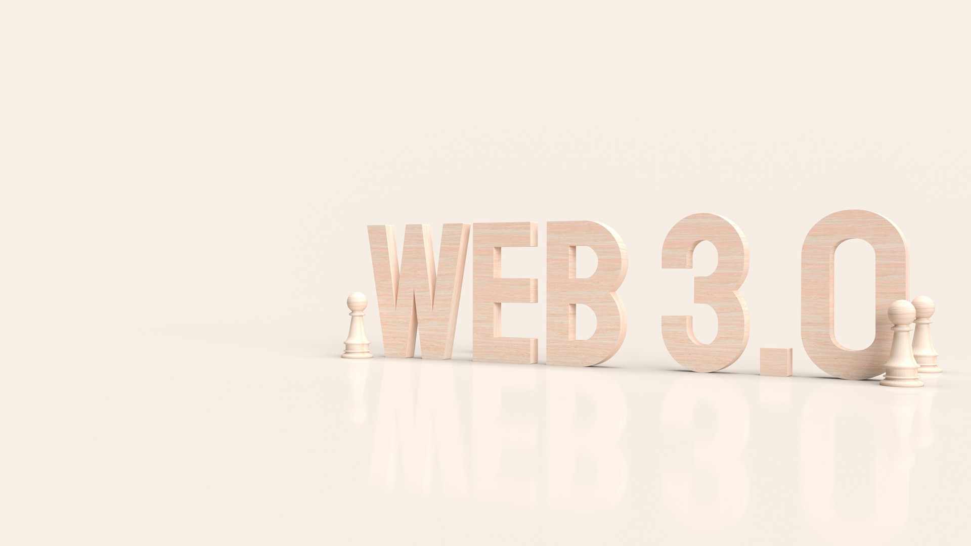 Web 3.0  wood text and chess for technology concept 3d rendering